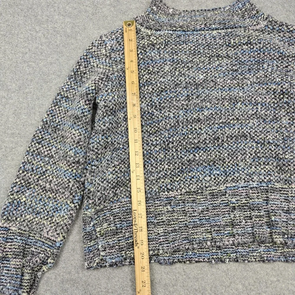 Free People Sweater Womens Small Gray Marled Chunky Knit Mock Neck Pullover